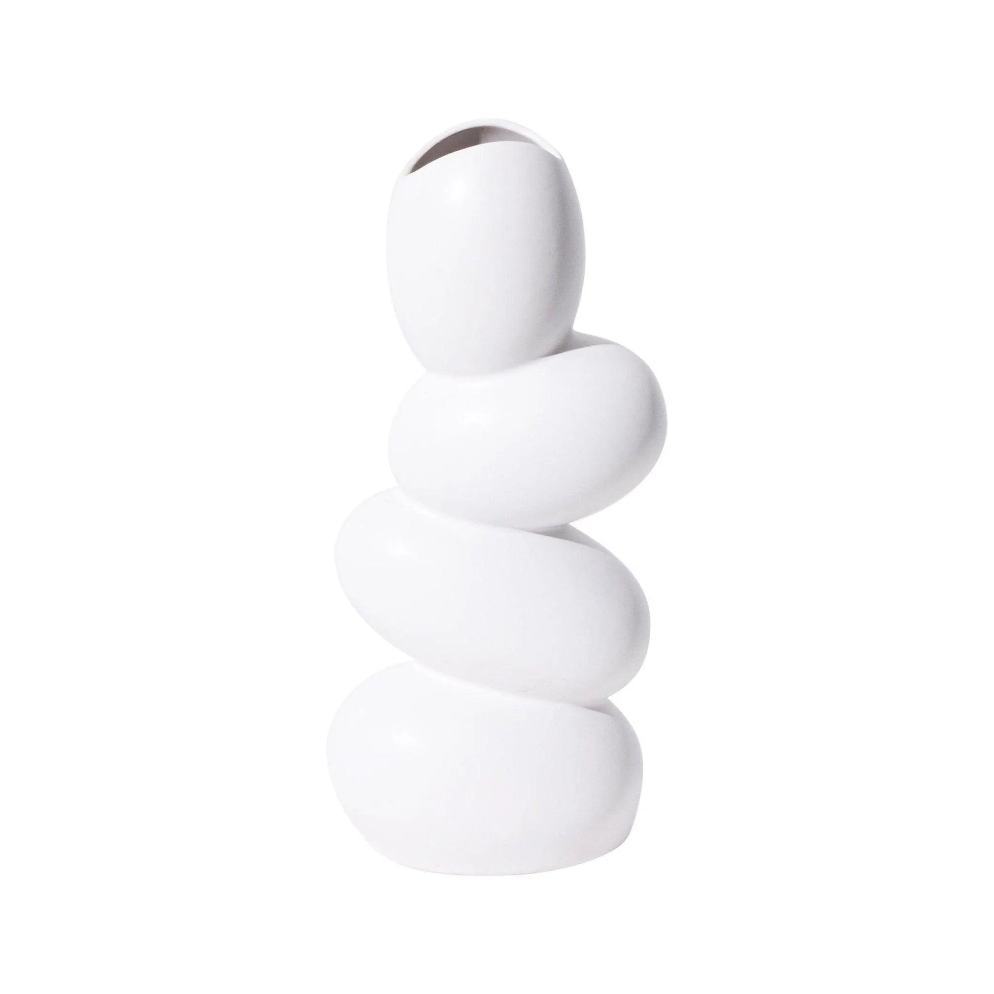 Modern Art Sculpture Egg Shape Vase │ Minimal White Decorative Pot - Besontique Home