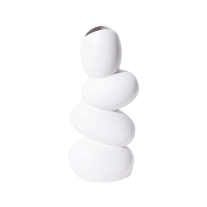 Modern Art Sculpture Egg Shape Vase │ Minimal White Decorative Pot - Besontique Home
