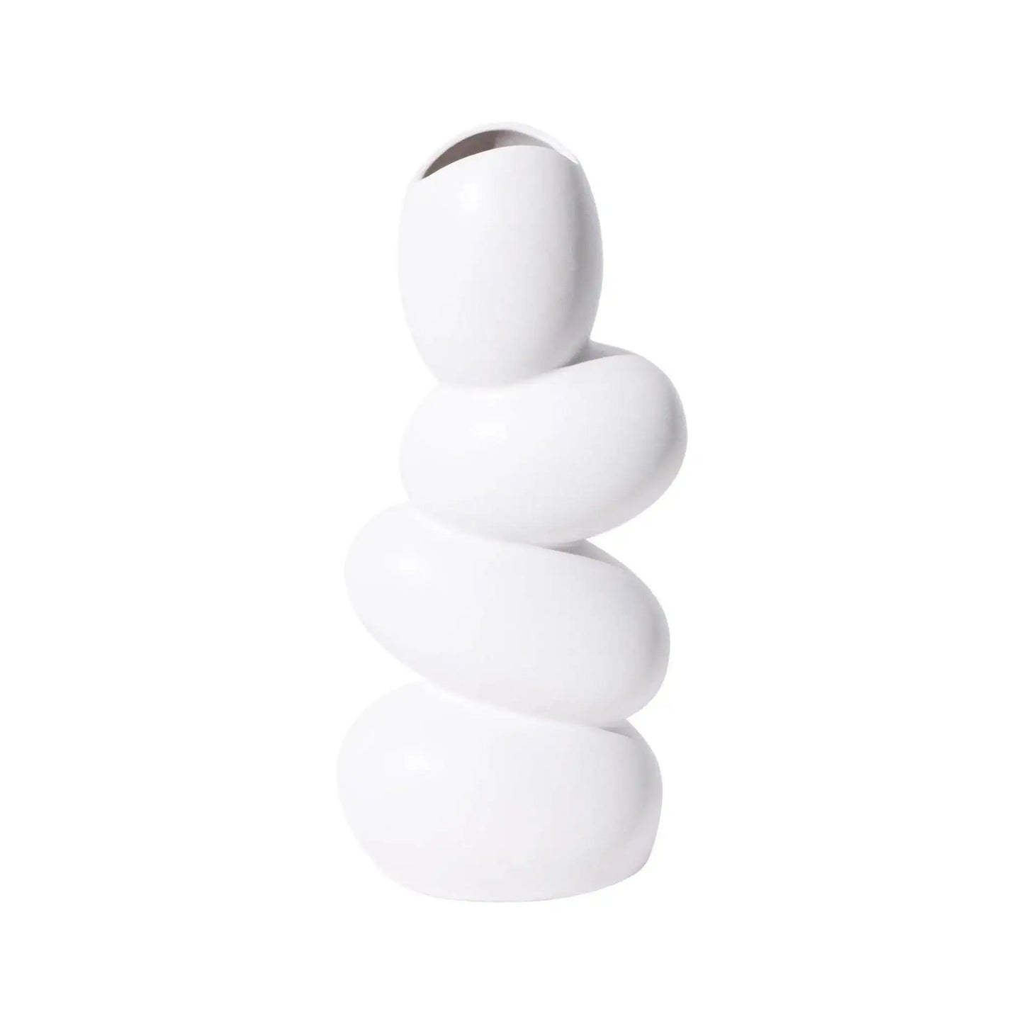 Modern Art Sculpture Egg Shape Vase │ Minimal White Decorative Pot - Besontique Home