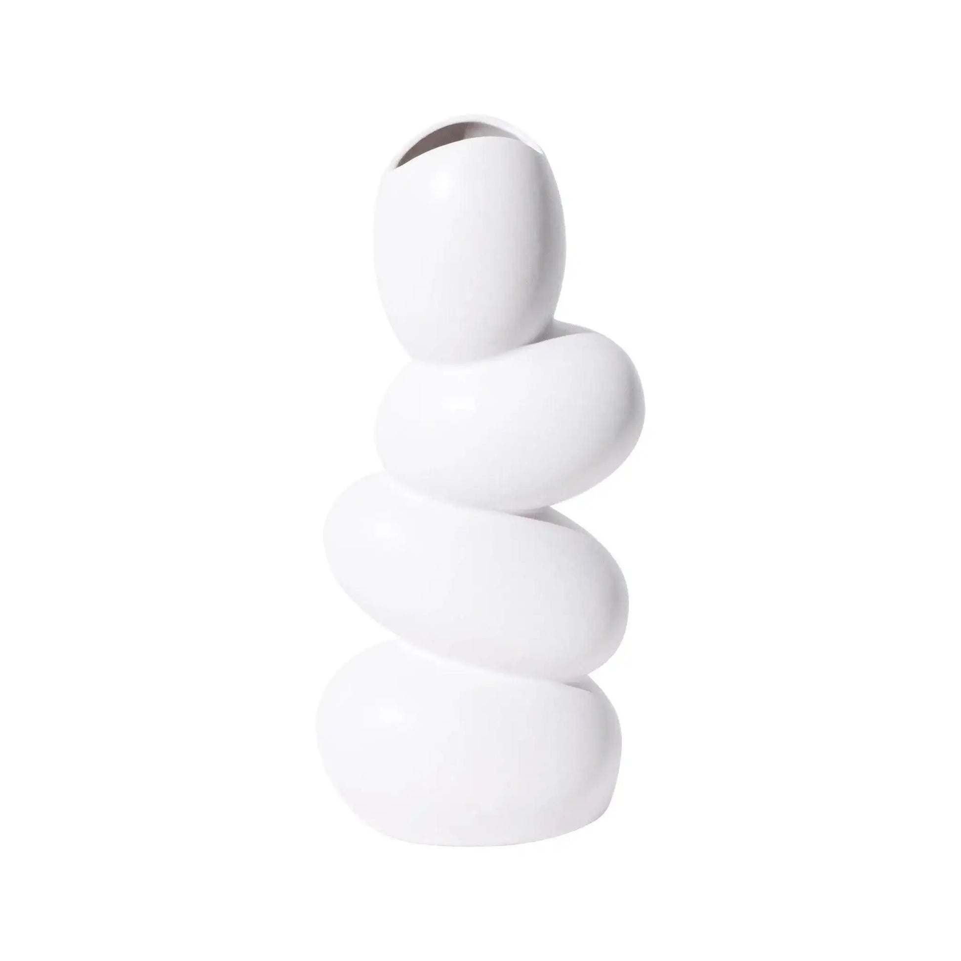 Modern Art Sculpture Egg Shape Vase │ Minimal White Decorative Pot - Besontique Home