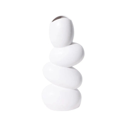 Modern Art Sculpture Egg Shape Vase │ Minimal White Decorative Pot - Besontique Home