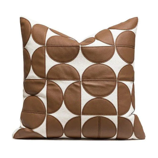 Modern Artificial Leather Cushion Cover │ Geometric Decorative Pillow Cases - Besontique Home