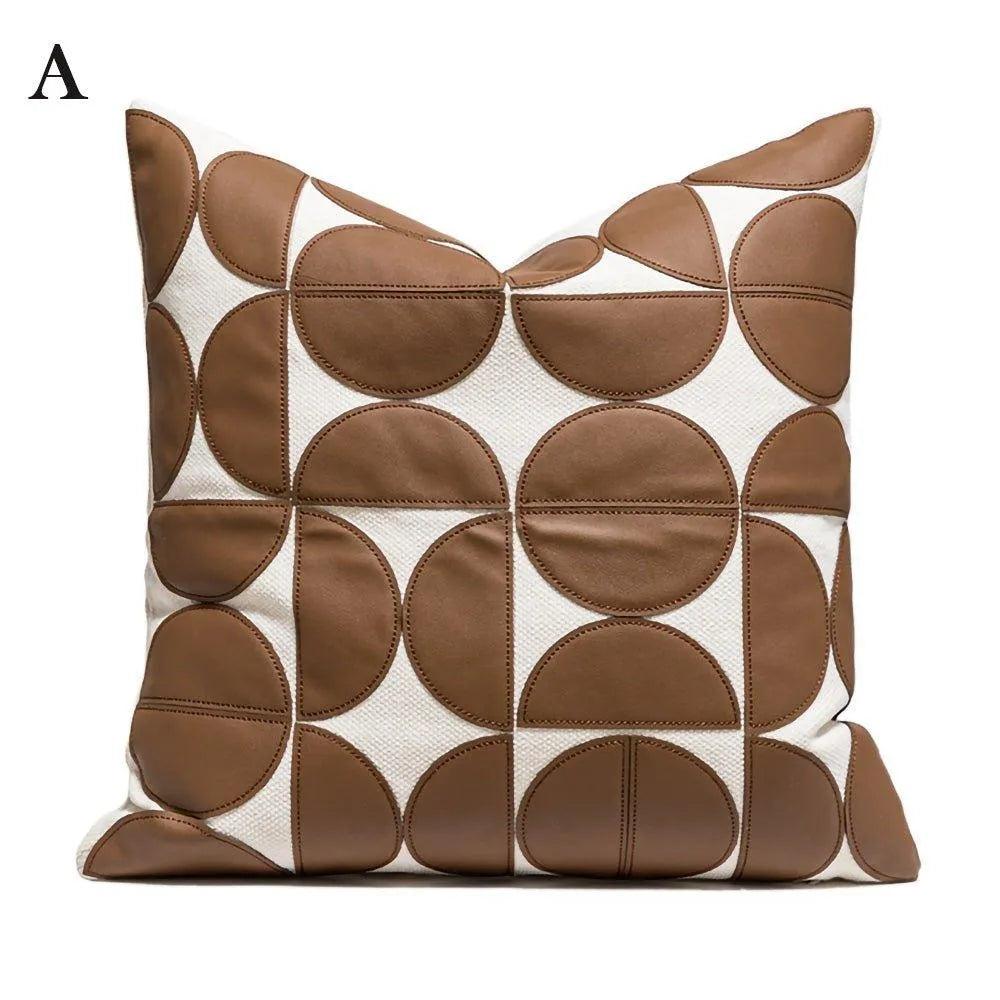Modern Artificial Leather Cushion Cover │ Geometric Decorative Pillow Cases - Besontique Home