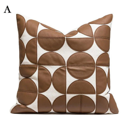 Modern Artificial Leather Cushion Cover │ Geometric Decorative Pillow Cases - Besontique Home