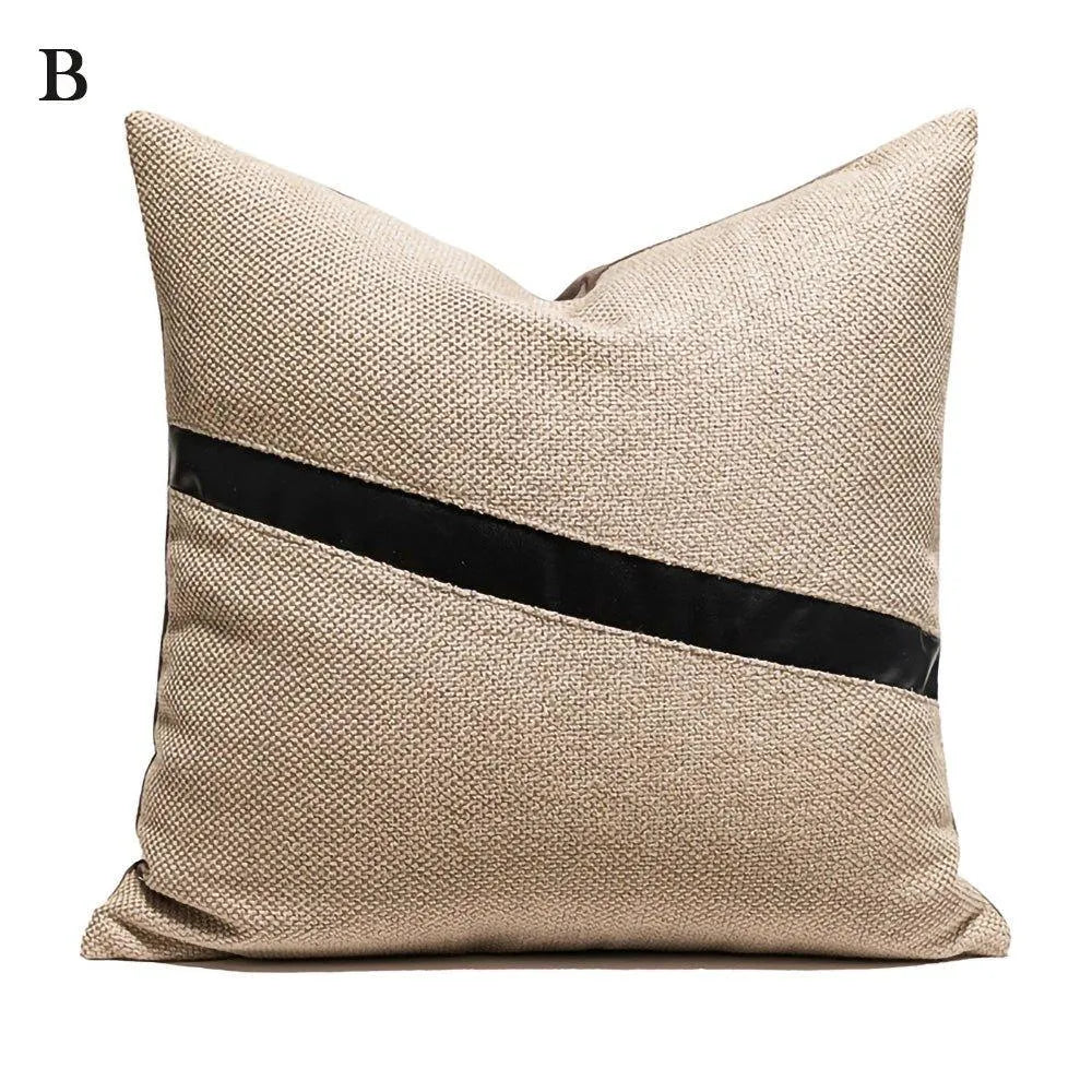Modern Artificial Leather Cushion Cover │ Geometric Decorative Pillow Cases - Besontique Home