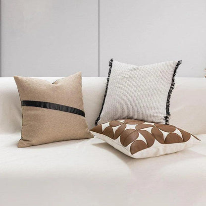 Modern Artificial Leather Cushion Cover │ Geometric Decorative Pillow Cases - Besontique Home
