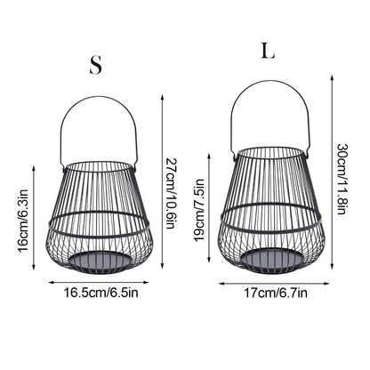 Modern Black Cage Candlestick Holder │ Simple Hanging Lantern Candle Stand - Besontique Home