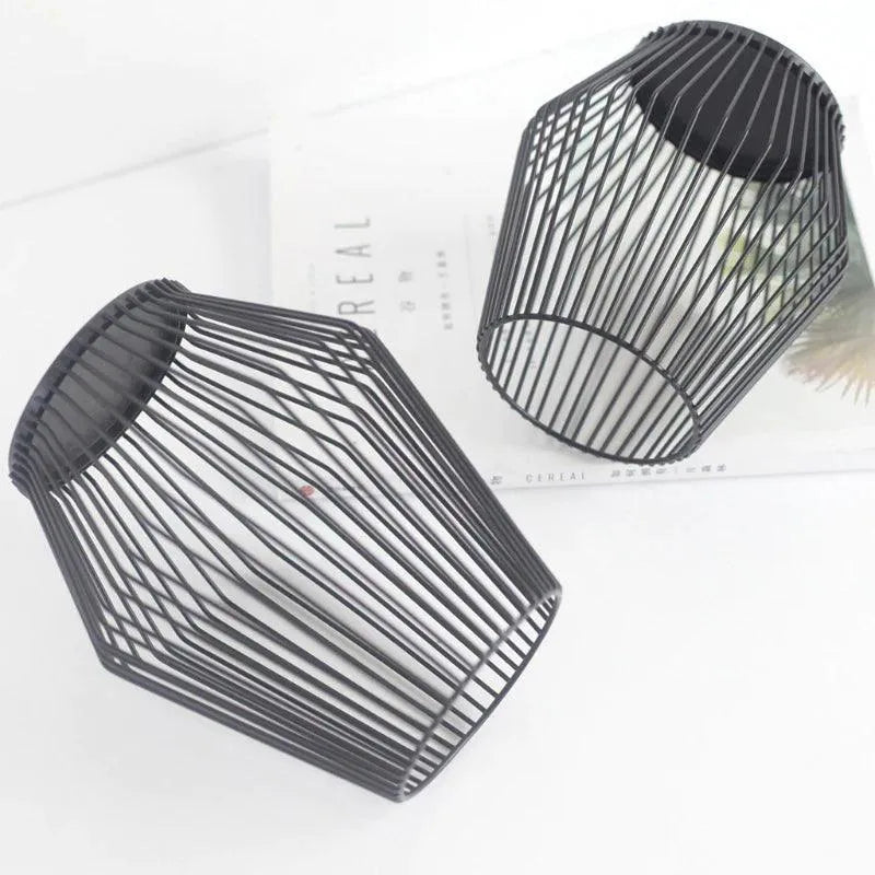 Modern Black Metal Willow Tea Light Candle Holder │ Pillar Candlestick Holder - Besontique