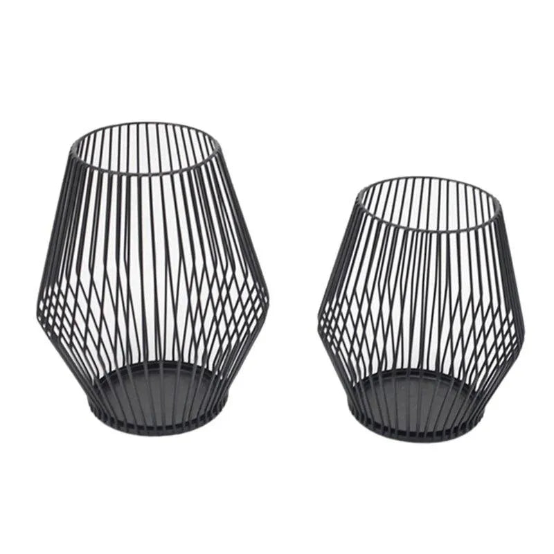 Modern Black Metal Willow Tea Light Candle Holder │ Pillar Candlestick Holder - Besontique