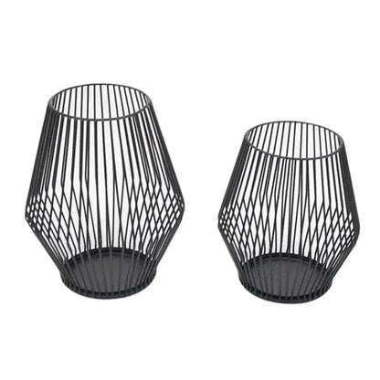 Modern Black Metal Willow Tea Light Candle Holder │ Pillar Candlestick Holder - Besontique Home