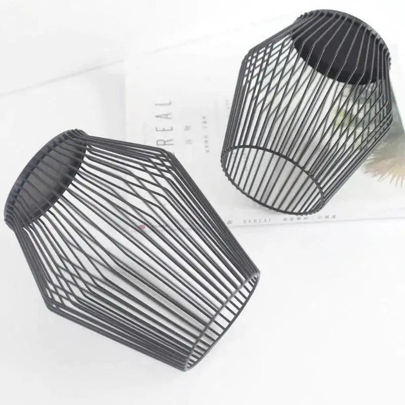Modern Black Metal Willow Tea Light Candle Holder │ Pillar Candlestick Holder - Besontique Home