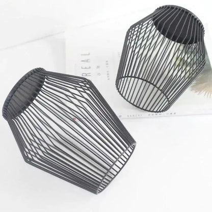 Modern Black Metal Willow Tea Light Candle Holder │ Pillar Candlestick Holder - Besontique Home