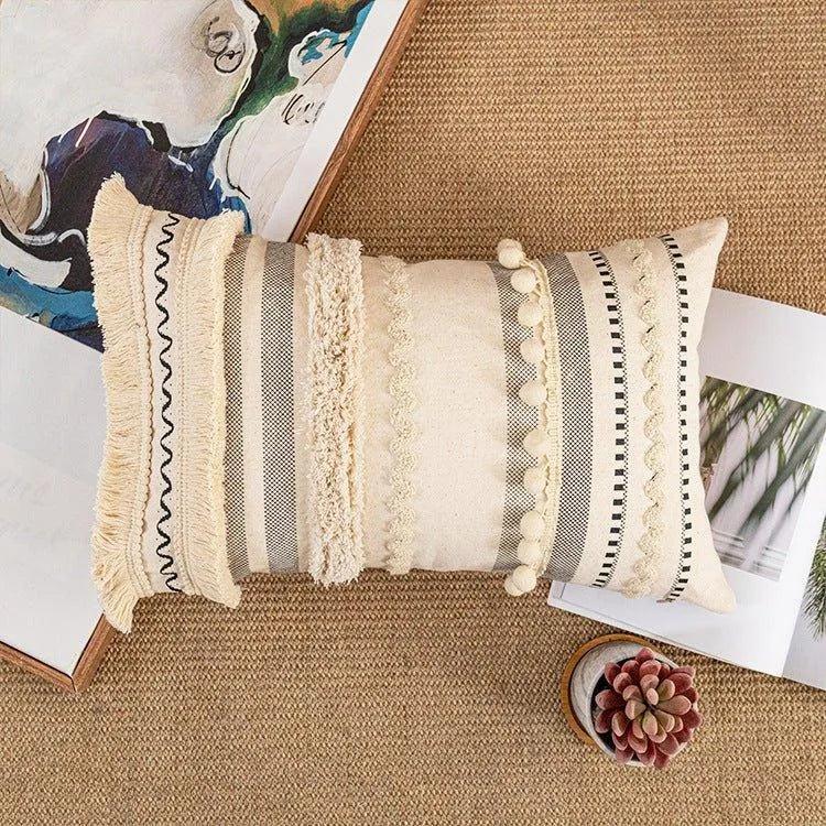Modern Bohemian Lace Cushion Cover │ Moroccan Tufted Decorative Pillowcase │ For Bed Sofa Couch Living Room - Besontique Home