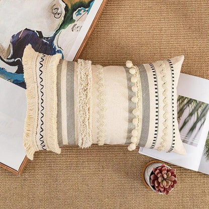 Modern Bohemian Lace Cushion Cover │ Moroccan Tufted Decorative Pillowcase │ For Bed Sofa Couch Living Room - Besontique Home