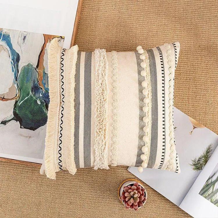 Modern Bohemian Lace Cushion Cover │ Moroccan Tufted Decorative Pillowcase │ For Bed Sofa Couch Living Room - Besontique Home