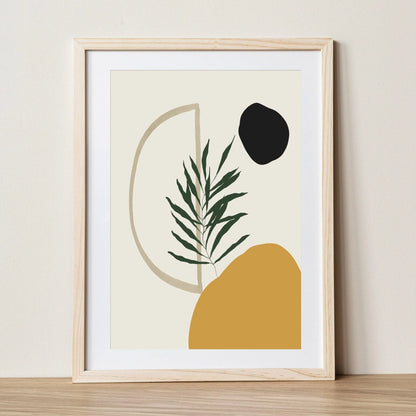 Modern Boho Botanical Wall Print │ Yellow Green Black Decorative Art - Besontique