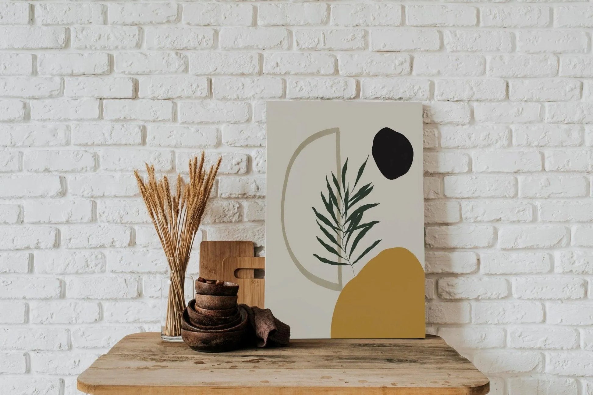 Modern Boho Botanical Wall Print │ Yellow Green Black Decorative Art - Besontique