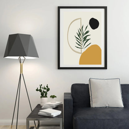 Modern Boho Botanical Wall Print │ Yellow Green Black Decorative Art - Besontique