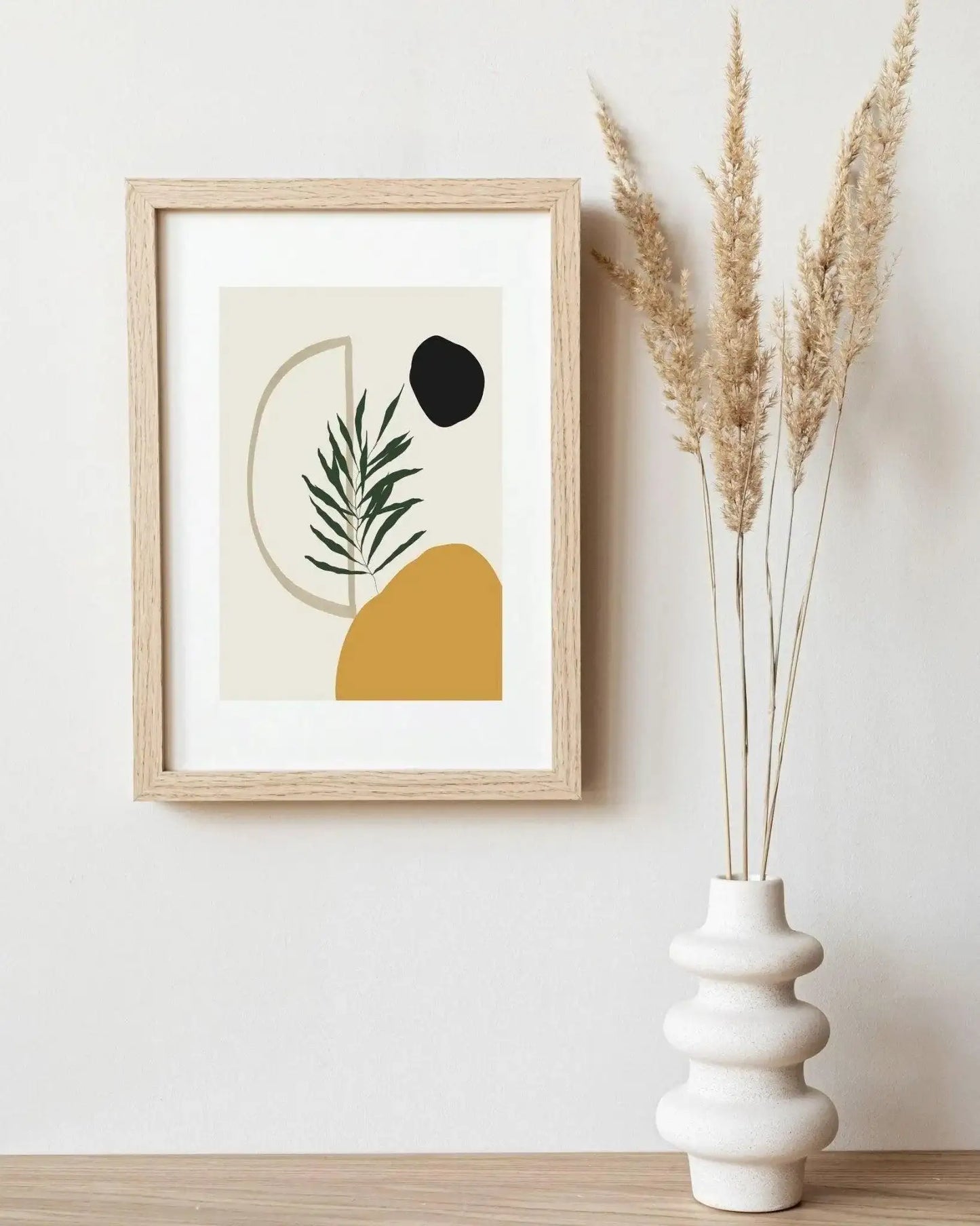 Modern Boho Botanical Wall Print │ Yellow Green Black Decorative Art - Besontique Home