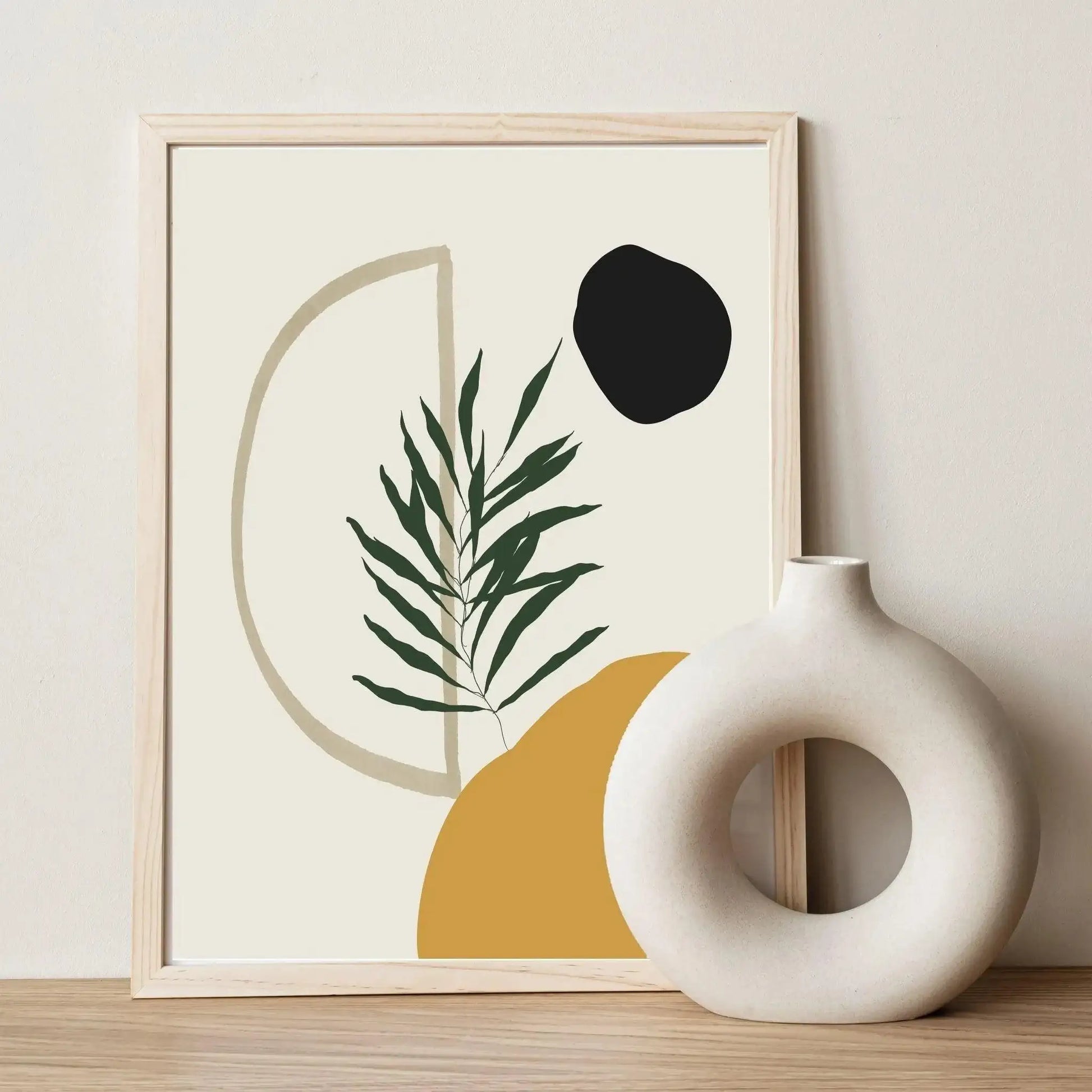 Modern Boho Botanical Wall Print │ Yellow Green Black Decorative Art - Besontique Home