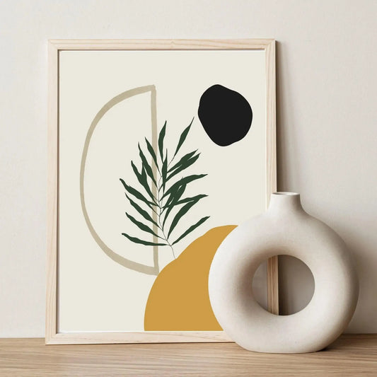 Modern Boho Botanical Wall Print │ Yellow Green Black Decorative Art - Besontique Home