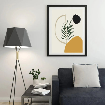 Modern Boho Botanical Wall Print │ Yellow Green Black Decorative Art - Besontique Home