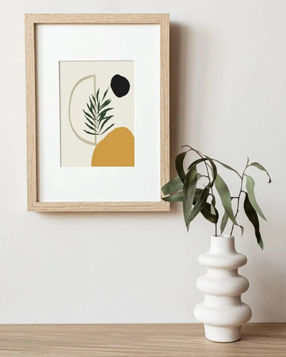 Modern Boho Botanical Wall Print │ Yellow Green Black Decorative Art - Besontique Home
