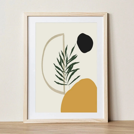Modern Boho Botanical Wall Print │ Yellow Green Black Decorative Art - Besontique Home
