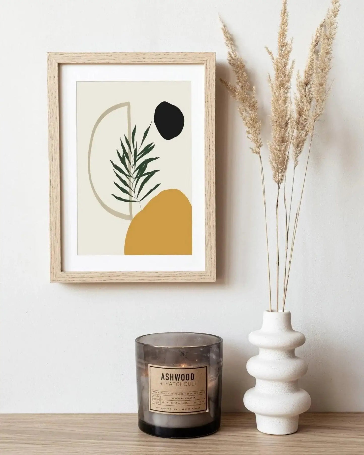 Modern Boho Botanical Wall Print │ Yellow Green Black Decorative Art - Besontique Home