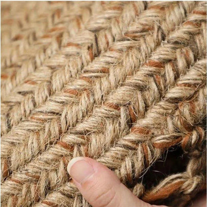 Modern Boho Jute Woven Carpet │ Weave Round Rugs Hand Knotted Tassel Carpet - Besontique Home