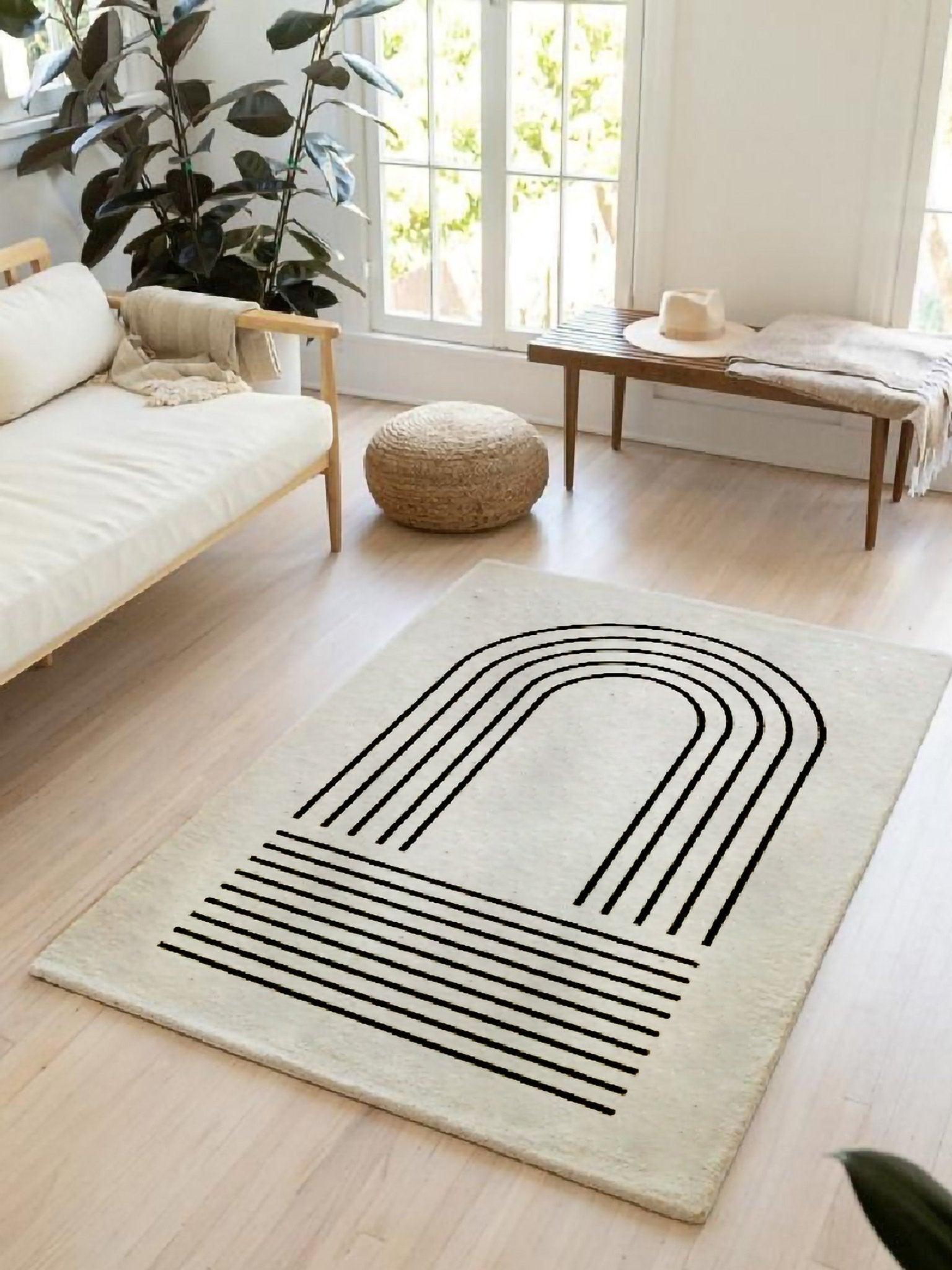 Modern Boho Line Art Carpet │ Geometric Abstract Luxury Soft Rugs │ For Living Room Bedroom Decor - Besontique
