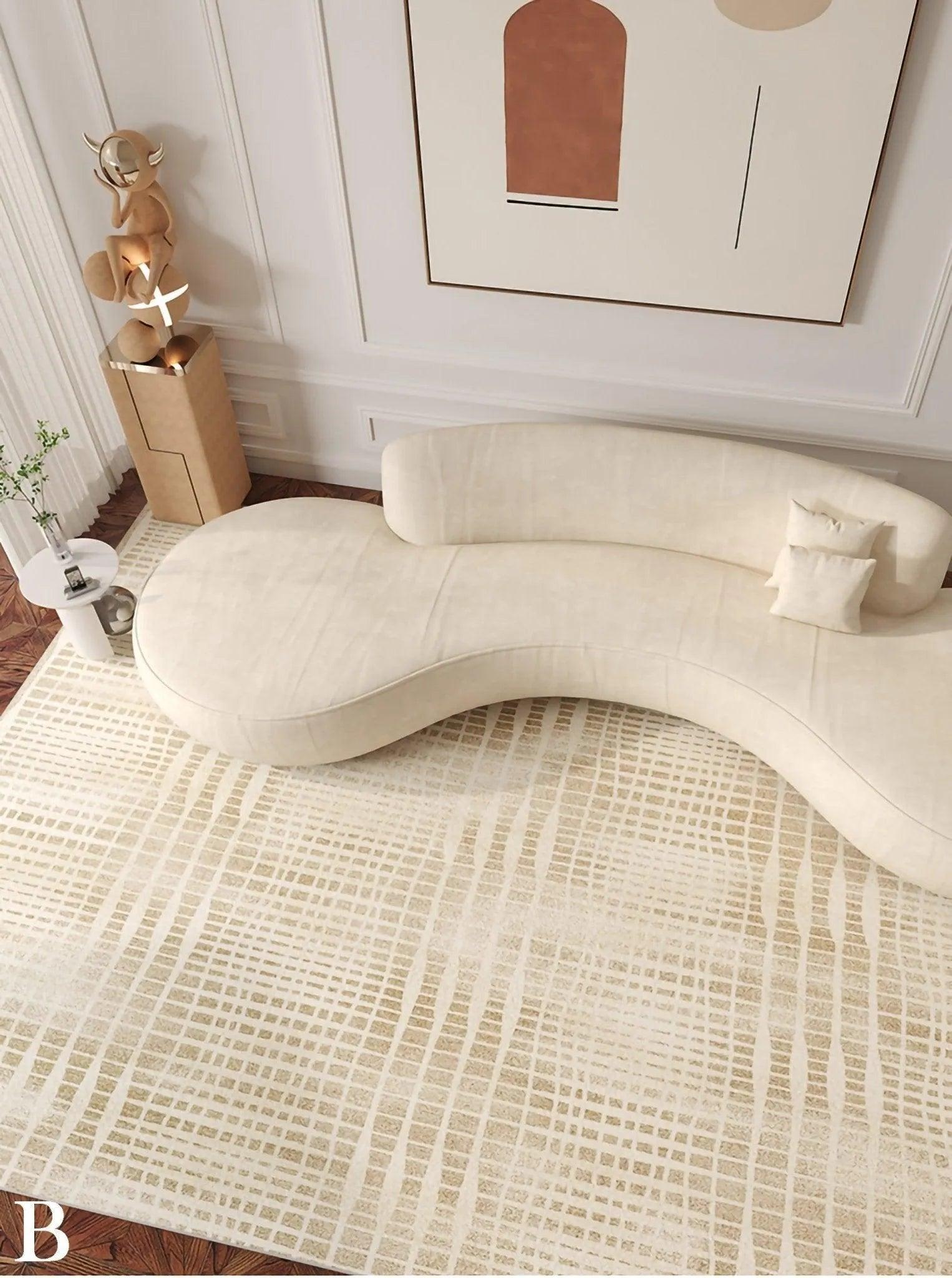 Modern Boho Line Carpet │ Neutral Tone Beige Rugs │ for Bedroom Living Room decoration - Besontique Home