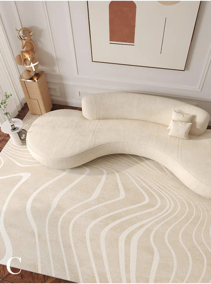 Modern Boho Line Carpet │ Neutral Tone Beige Rugs │ for Bedroom Living Room decoration - Besontique Home