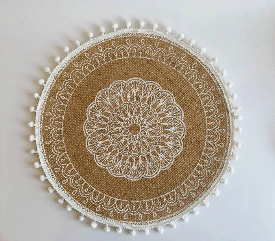 Modern Boho Round Table Placemat │ Jute Woven Table Accessories Mat For Dining Room │ Kitchenware Tableware - Besontique Home