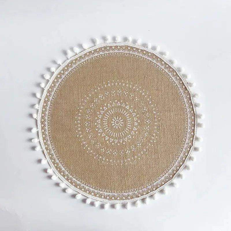 Modern Boho Round Table Placemat │ Jute Woven Table Accessories Mat For Dining Room │ Kitchenware Tableware - Besontique Home