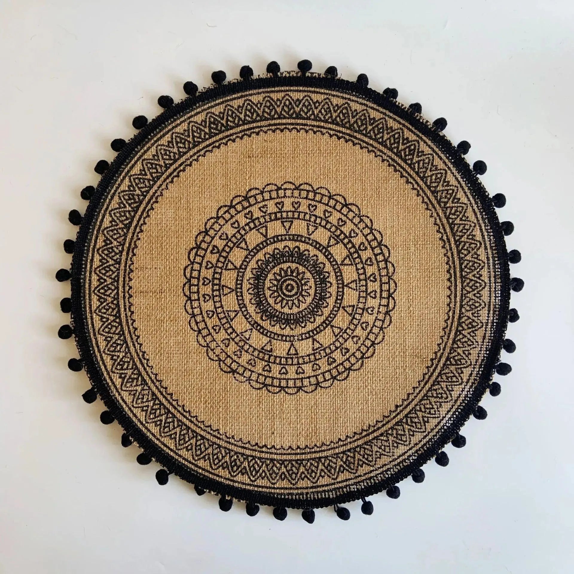 Modern Boho Round Table Placemat │ Jute Woven Table Accessories Mat For Dining Room │ Kitchenware Tableware - Besontique Home