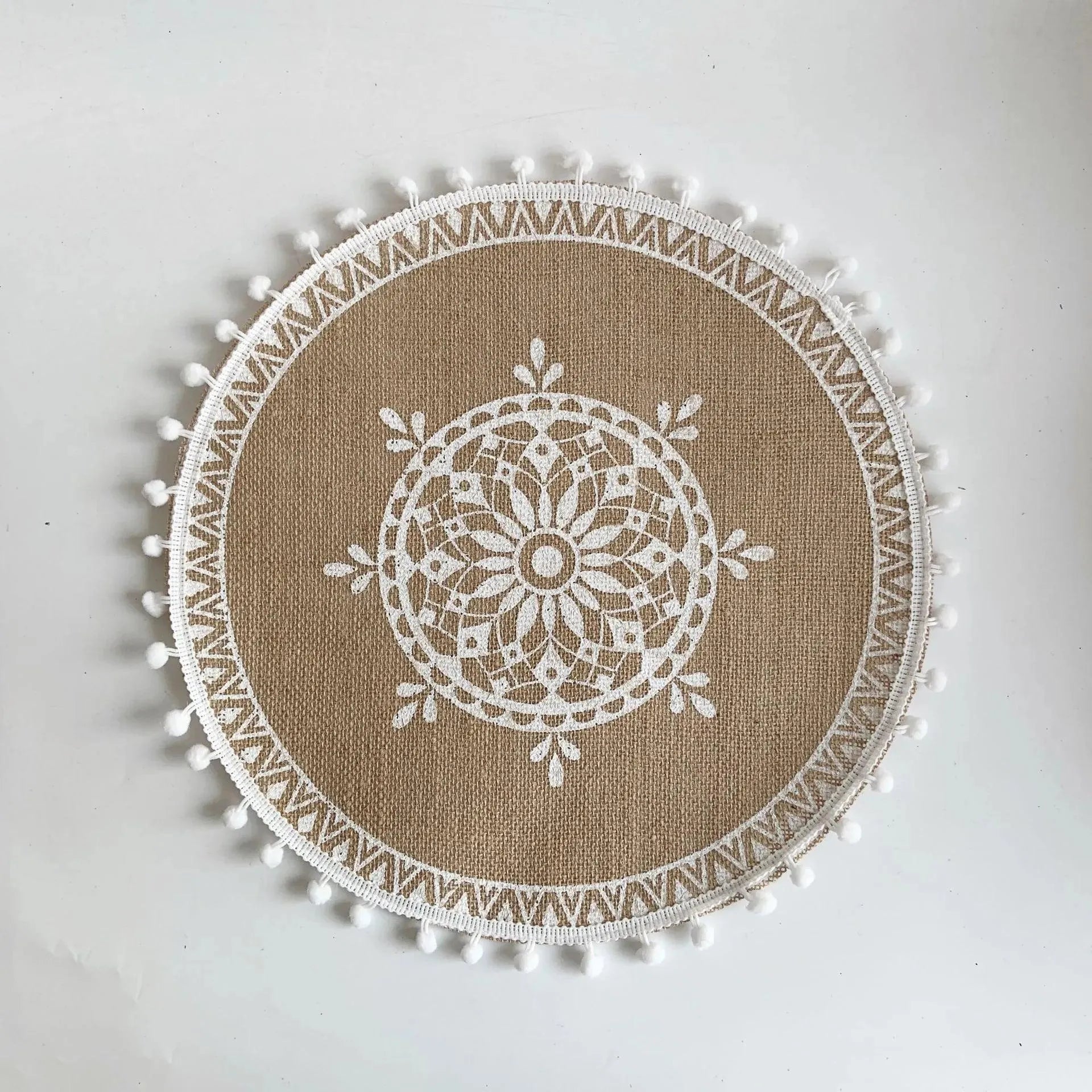 Modern Boho Round Table Placemat │ Jute Woven Table Accessories Mat For Dining Room │ Kitchenware Tableware - Besontique Home