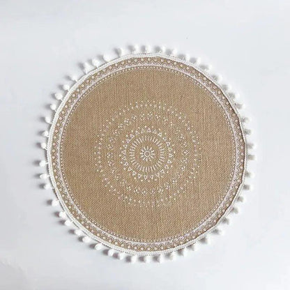 Modern Boho Round Table Placemat │ Jute Woven Table Accessories Mat For Dining Room │ Kitchenware Tableware - Besontique Home
