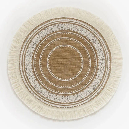 Modern Boho Round Table Placemat with Tassel │ Jute Woven Table Accessories Mats For Dining Room │ Kitchenware Tableware - Besontique