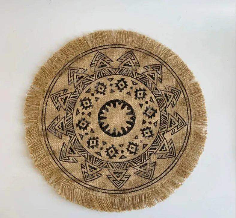 Modern Boho Round Table Placemat with Tassel │ Jute Woven Table Accessories Mats For Dining Room │ Kitchenware Tableware - Besontique Home