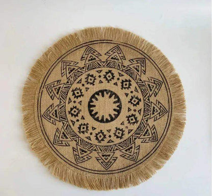 Modern Boho Round Table Placemat with Tassel │ Jute Woven Table Accessories Mats For Dining Room │ Kitchenware Tableware - Besontique Home