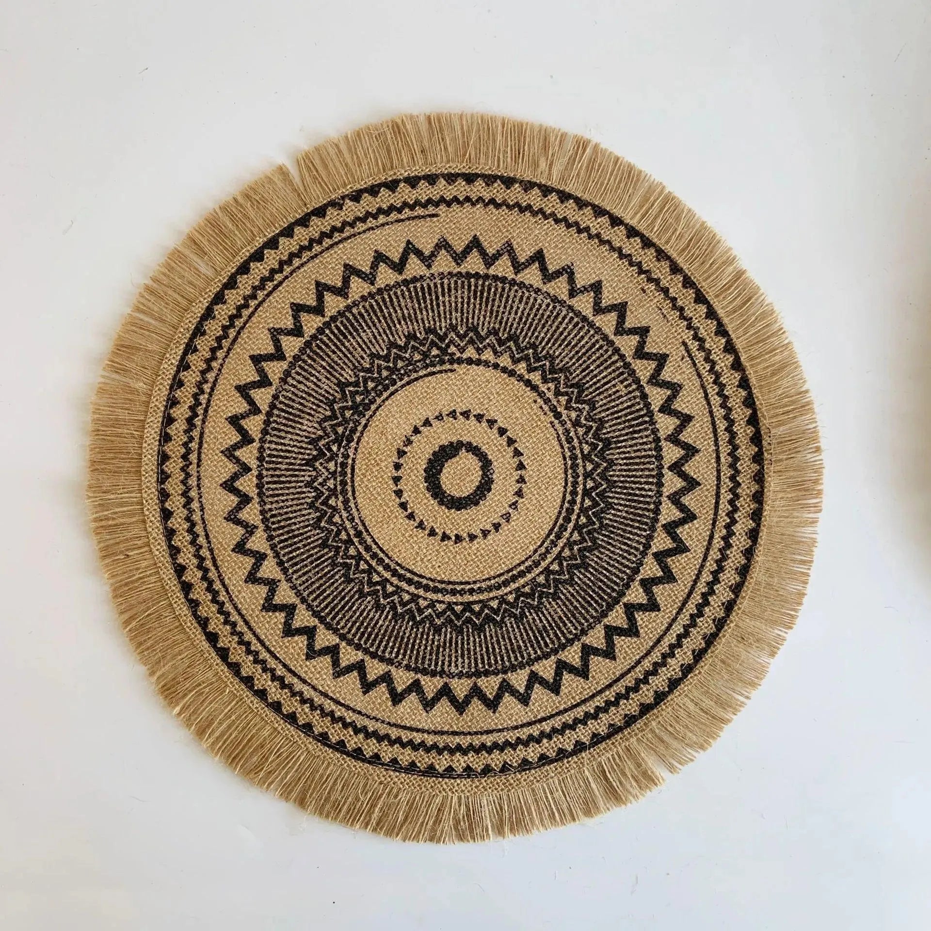 Modern Boho Round Table Placemat with Tassel │ Jute Woven Table Accessories Mats For Dining Room │ Kitchenware Tableware - Besontique Home