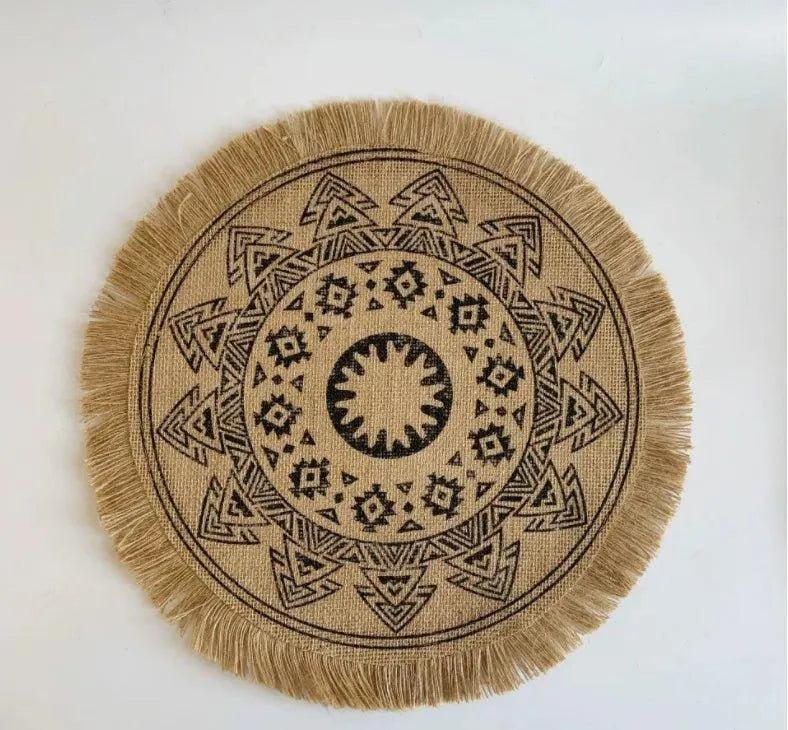 Modern Boho Round Table Placemat with Tassel │ Jute Woven Table Accessories Mats For Dining Room │ Kitchenware Tableware - Besontique Home