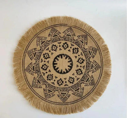 Modern Boho Round Table Placemat with Tassel │ Jute Woven Table Accessories Mats For Dining Room │ Kitchenware Tableware - Besontique Home