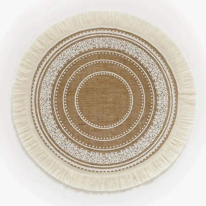 Modern Boho Round Table Placemat with Tassel │ Jute Woven Table Accessories Mats For Dining Room │ Kitchenware Tableware - Besontique Home
