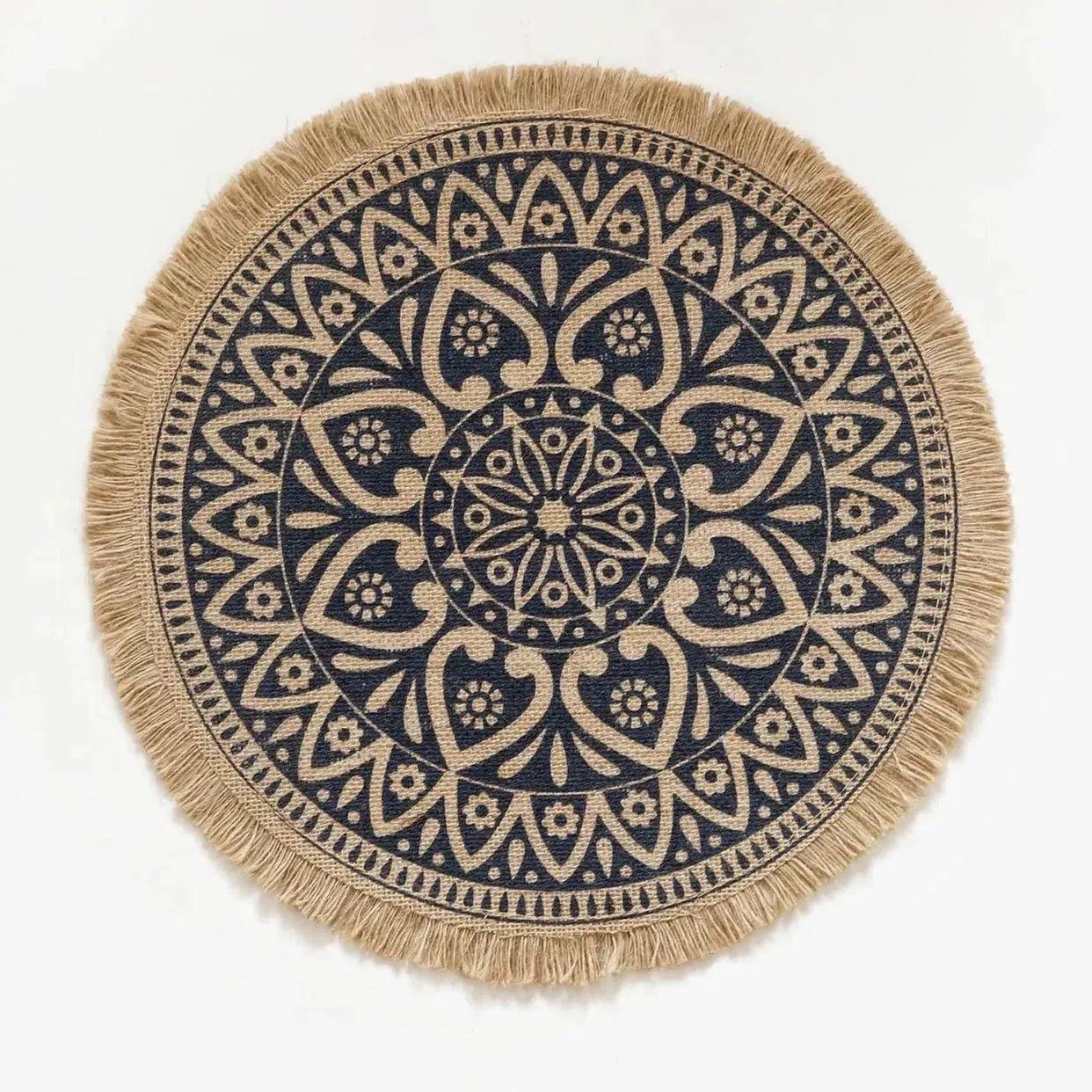 Modern Boho Round Table Placemat with Tassel │ Jute Woven Table Accessories Mats For Dining Room │ Kitchenware Tableware - Besontique Home
