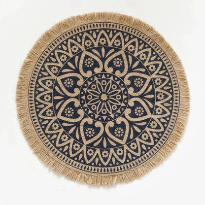 Modern Boho Round Table Placemat with Tassel │ Jute Woven Table Accessories Mats For Dining Room │ Kitchenware Tableware - Besontique Home