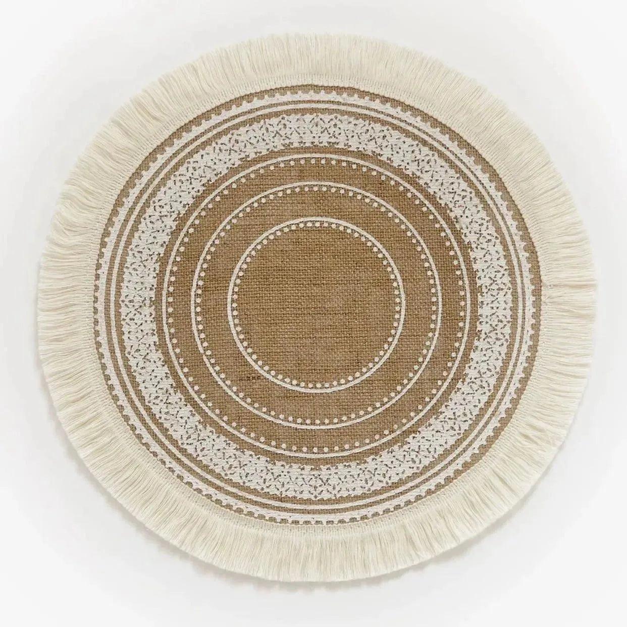 Modern Boho Round Table Placemat with Tassel │ Jute Woven Table Accessories Mats For Dining Room │ Kitchenware Tableware - Besontique Home