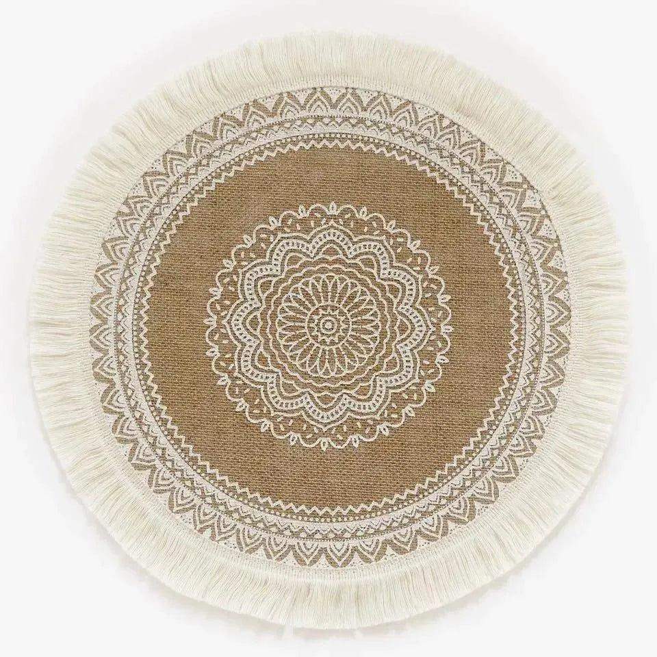 Modern Boho Round Table Placemat with Tassel │ Jute Woven Table Accessories Mats For Dining Room │ Kitchenware Tableware - Besontique Home