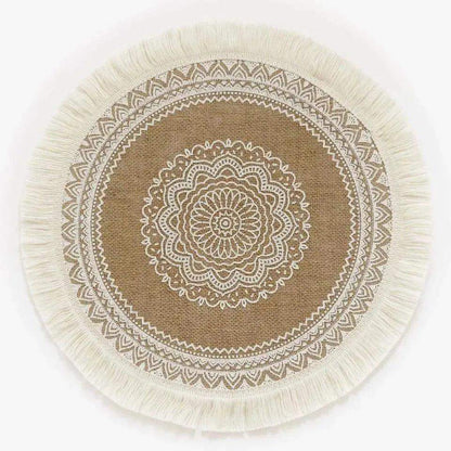 Modern Boho Round Table Placemat with Tassel │ Jute Woven Table Accessories Mats For Dining Room │ Kitchenware Tableware - Besontique Home